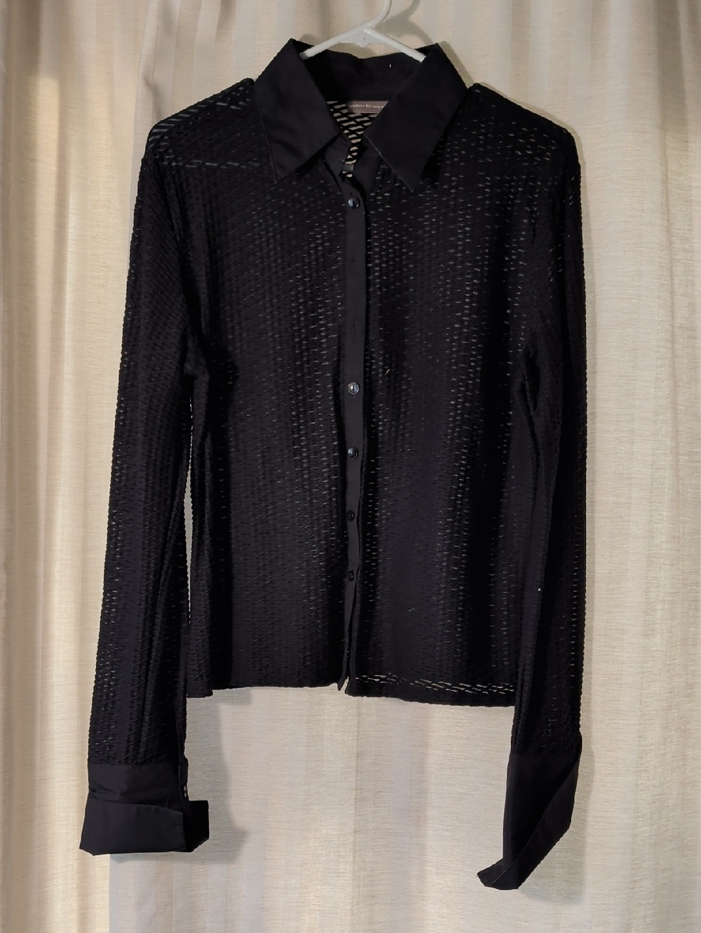 Black Long-Sleeve Button Front Blouse